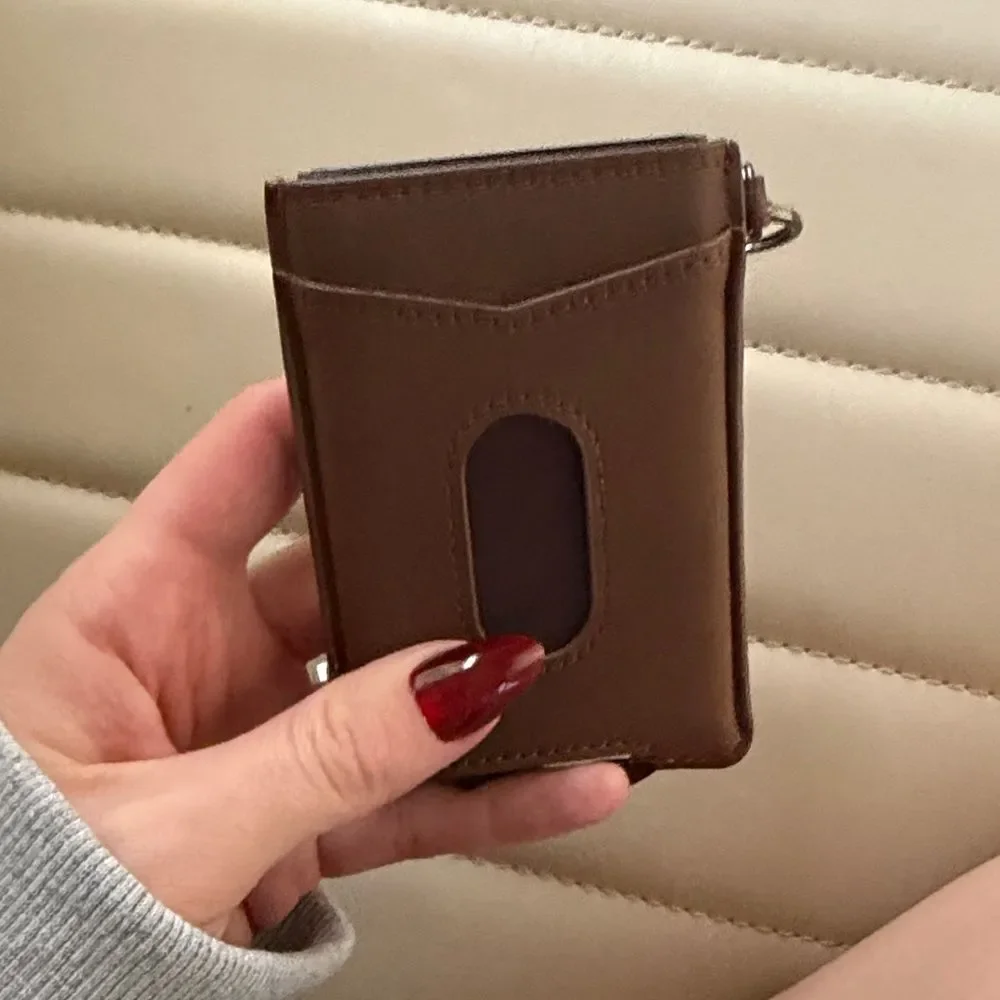 Brown and Gray Men's Wallet card pop up holder